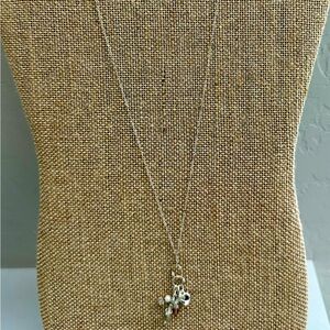 NEW handcrafted- 24” SS necklace w/ crystals, ruby, morganite & SS heart charm.